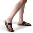 thumbnail image 5 of Bocca Women's Adjustable Flip-Flops Black Slide Cork Footbed Sandals 8M, 5 of 7