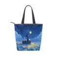 thumbnail image 2 of Zipper canvas bag large capacity large size practical handbag durable Canvas with leather material Boy and Dog, 2 of 7