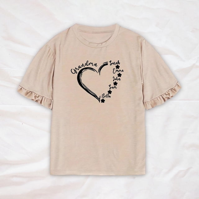 Camiseta de manga corta con volantes para mujer, ropa de calle, Top ajustado con estampado gráfico, Top de verano para chicas adolescentes, viajes deportivos S Yinane Manga corta