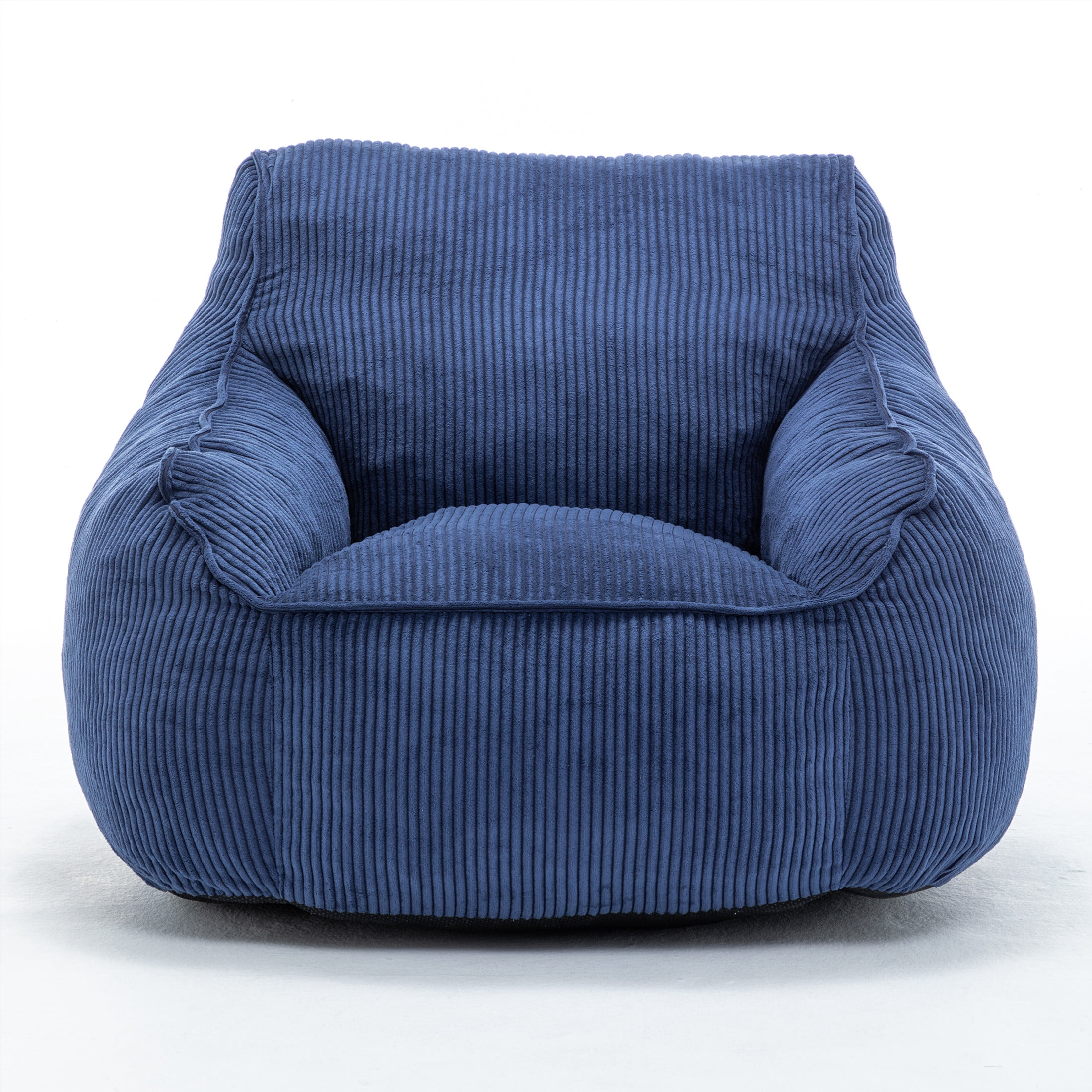 Noble House Prado Ergonomic Corduroy Bean Bag Chair, Comfy Foam Floor Armchair for Bedroom, Living Room, Dark Purple