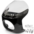 thumbnail image 1 of Krator Motorcycle 7" Headlight Fairing Screen Black & Clear Retro Cafe Racer Bobber Drag Viper Windshield, 1 of 8