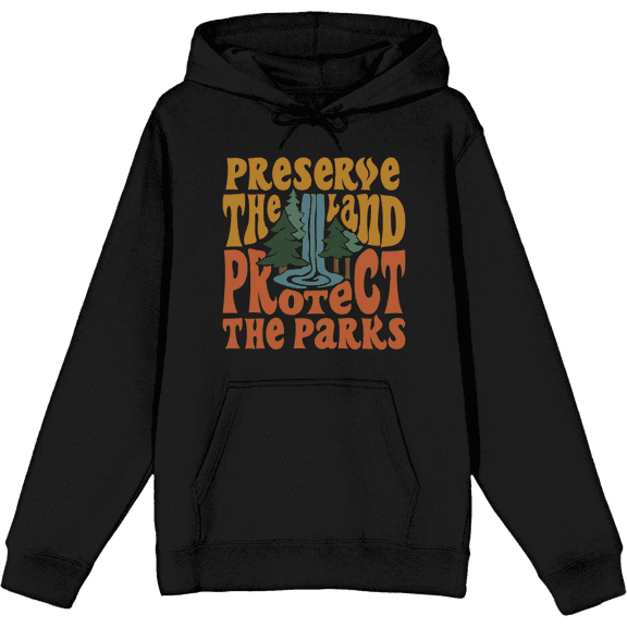 Elevation 7573 Preserve The Land, Protect The Parks Adult Black Long Sleeve Hoodie-Medium