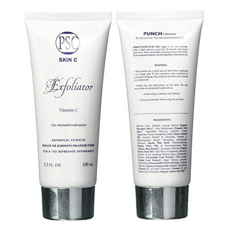 Punch Skin Care's Exfoliating Face Scrub | Microdermabrasion Vitamin C Face Exfoliator | Natural Brightening Facial Scrub | Acne Scars, Wrinkles, and Pores Removal Scrub, (3.2 fl. oz)