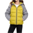 thumbnail image 4 of Nugftut Girls Jacket Size 5 Years Winter Hooded Colorblock Puffer Jacket Zip-Up Quilted Warm Windproof Coat Outwear, 4 of 8