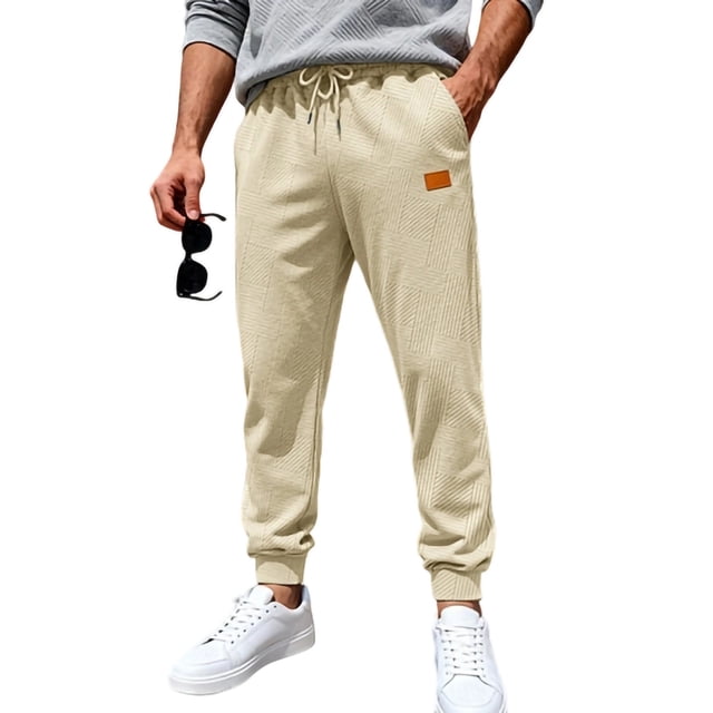 Ceisia Men Solid Color Corduroy Straight Leg Pants Elastic Waist Drawstring Gift Casual Trousers