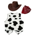 thumbnail image 2 of TiaoBug Kids Boys Girls Western Cowboy Costume with Cowboy Hat Bandana Outfits for Holiday Party Cow&Red 12, 2 of 3