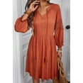 thumbnail image 2 of Crochet Lace Detail Button Front Dress for Women Knee Length Orange X-Large, 2 of 4