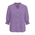 thumbnail image 5 of Women's Button Up Cardigan 3/4 Quarter Sleeve V-Neck Jacket Top Shirt Blouse Lightweight Spring Summer Casual Fashion | CSEONE,Purple XL, 5 of 8