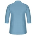 thumbnail image 4 of Patlollav Womens Button V-Neck 3/4 Sleeve Solid Pullover Casual T-Shirt Blouse, 4 of 6
