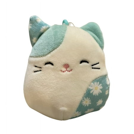 Squishmallows 3.5" Back Pack Clip Kesla the Cat with Flowers - Official Kellytoy Squishy Soft Plush Toy 2022