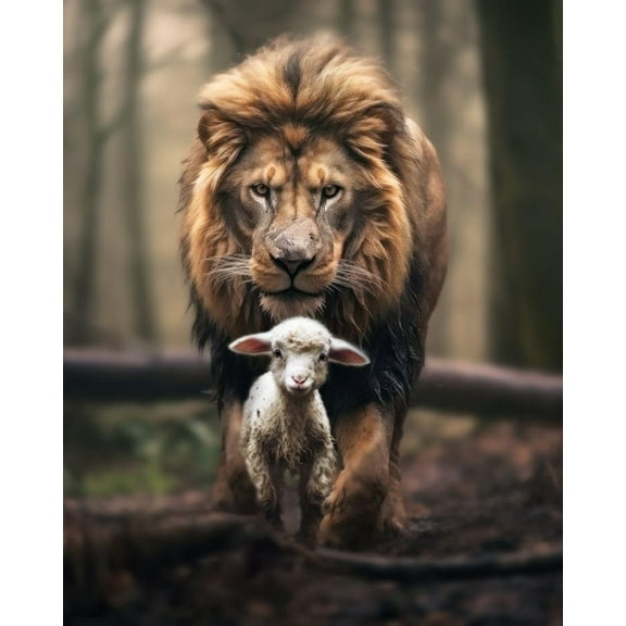 wooden puzzle Lion and Lamb in Forest Intelligent Game Fit togather a magic Art for home Decoration or Prensent 500 pieces