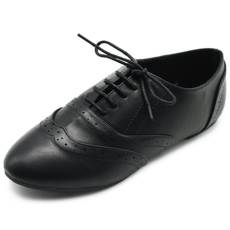 

Ollio Women s Shoes Classic Lace Up Dress Low Flat Heels Oxfords M1914