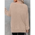 thumbnail image 5 of ZOELNIC Womens Waffle Knit Crewneck Sweatshirts Long Sleeve Side Slits Casual Pullover Sweatshirt Tops, XL, 5 of 6