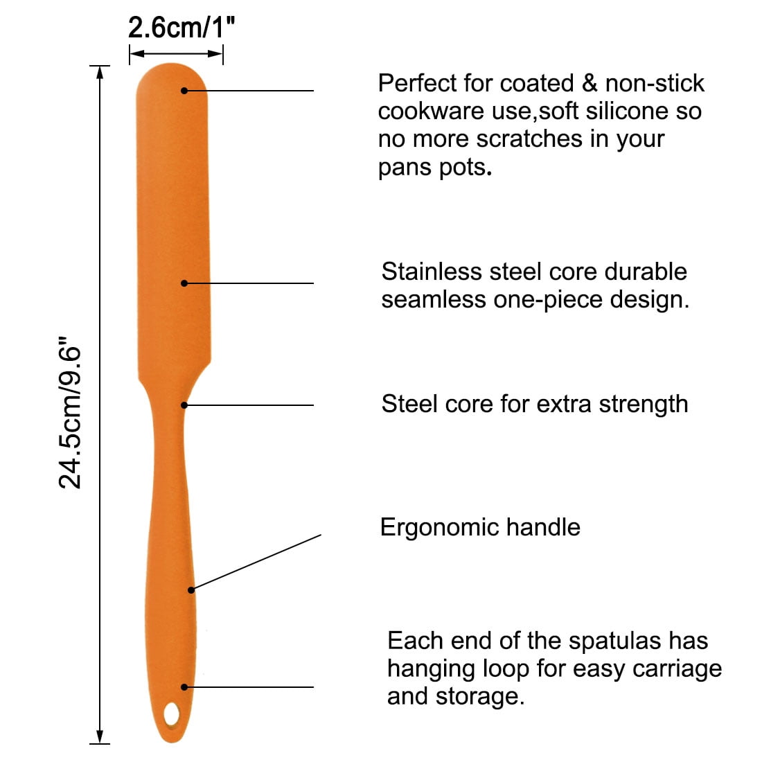 Unique Bargains Silicone Spatula 4 Pieces Heat Resistant Nonstick Turner Orange