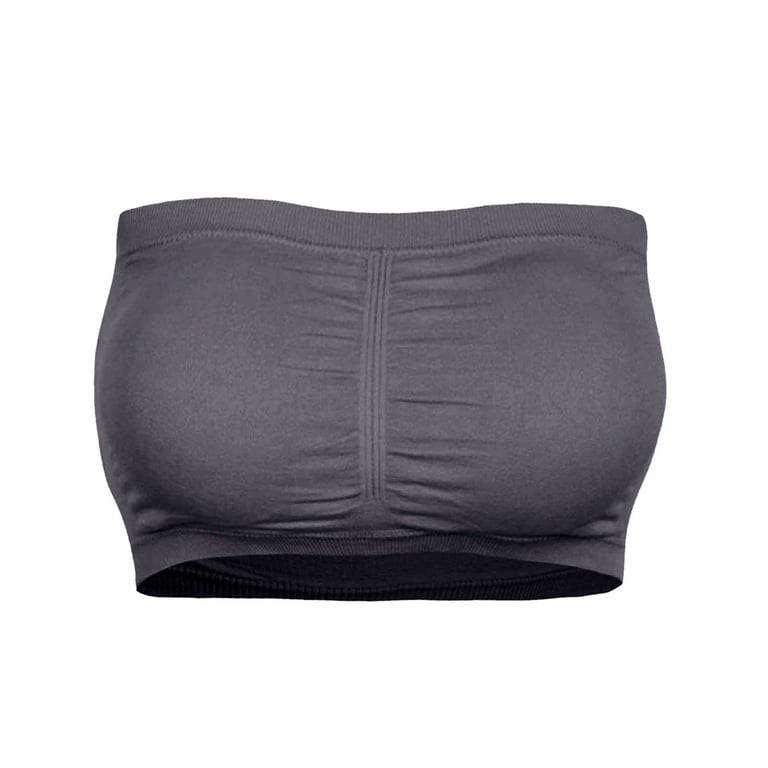  Strapless Bras for Women no Underwire 40d Seamless Bra Plus  Size Removable Top Stretchy Bra Backless Full Coverage Bra Dark Gray :  Sports & Outdoors