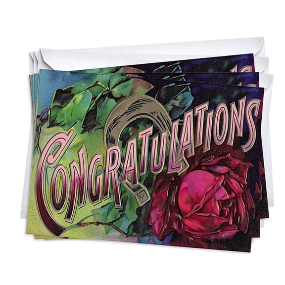 Rose Bush Congratulations Greeting Cards | 3 Pack Set (5x7)