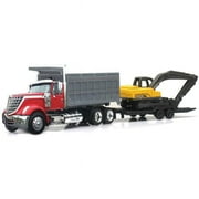 New-Ray NEW16623 International Lonestar Dump Model Truck with Excavator