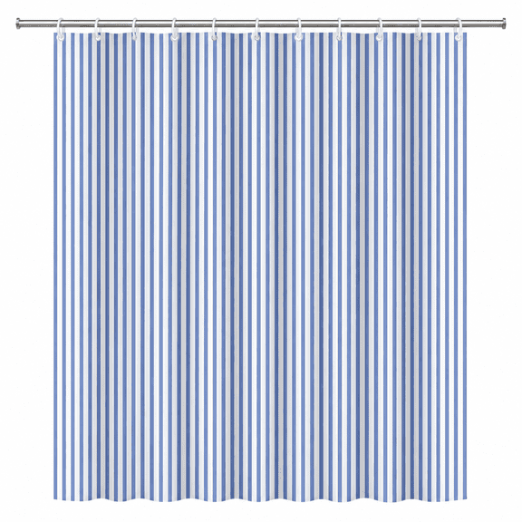 Abstract Stripes Fabric Bathroom Shower Curtain Sky Blue Lines Modern Minimalist Shower Curtain with Hooks Polyester Waterproof Artistic Decor, 72x72 Inch