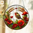 thumbnail image 4 of Robin and Poppies Stained Glass Suncatcher - Spring Bird Window Art, Thanksgiving Gift, Tis The Season Png, Thanksgiving Decor,, 4 of 5