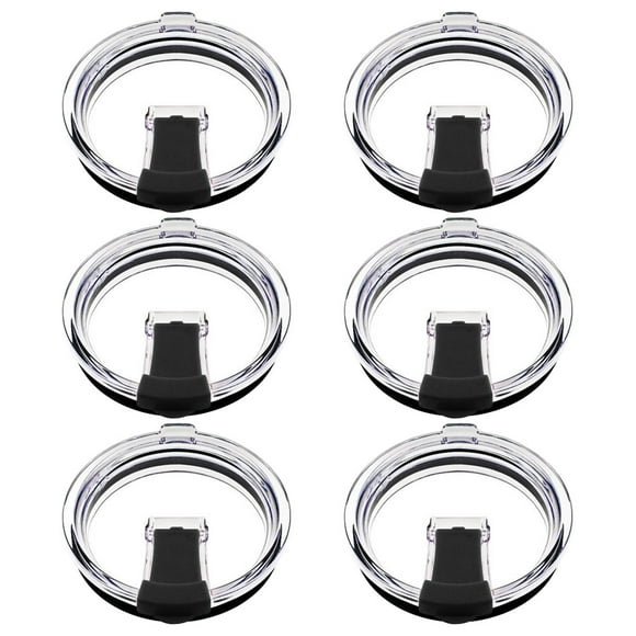 LITINKIMI 6Pcs Travel Mug Lid Replacement Black Leak Proof Plastic Cup Covers for Car Cups
