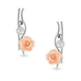 thumbnail image 2 of Bling Jewelry Womens Trendy 3D Rose Flower Ear Cuff Cartilage with Pearl Sterling Silver Earrings, 2 of 6
