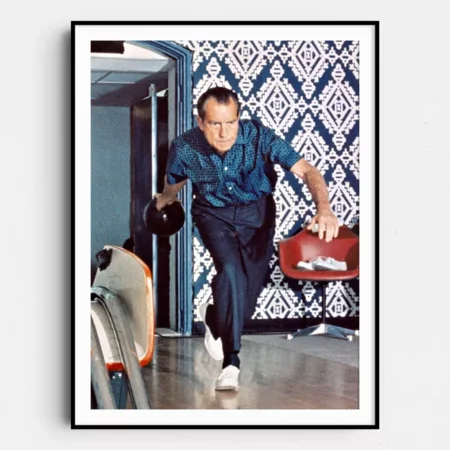 President Richartd Nixon Bowling At White House America Wall Art Poster