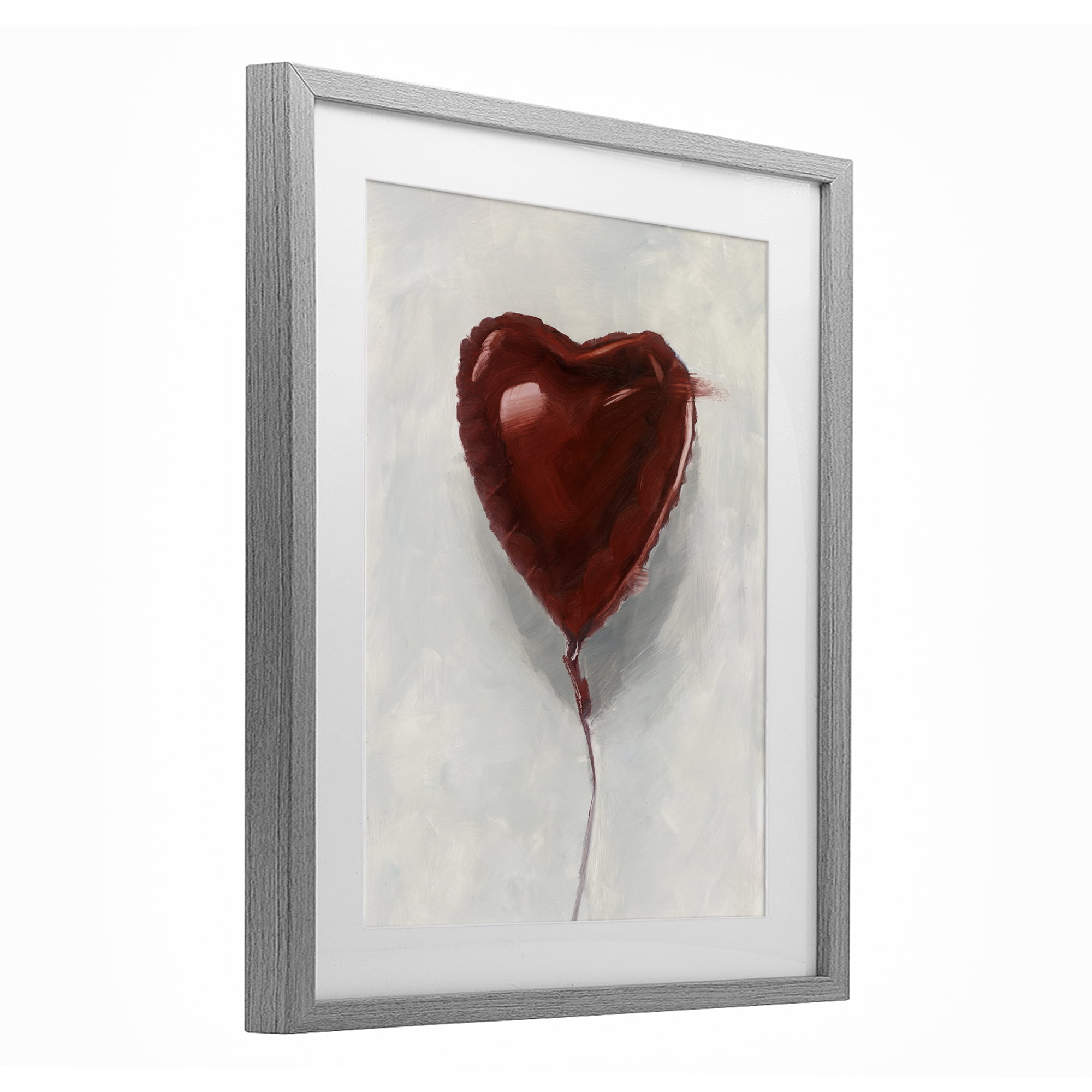 Stupell Industries Heart Shaped Balloon Gray Framed Print Under Glass, design by Ethan Harper