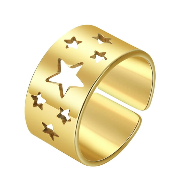 Hollow Out Star Corazón Anillos para Mujeres Hombres Splice Open Ajustable Parejas Anillos Joyería Regalos Accesorio Promesa Dedo Anillos de compromiso de boda
