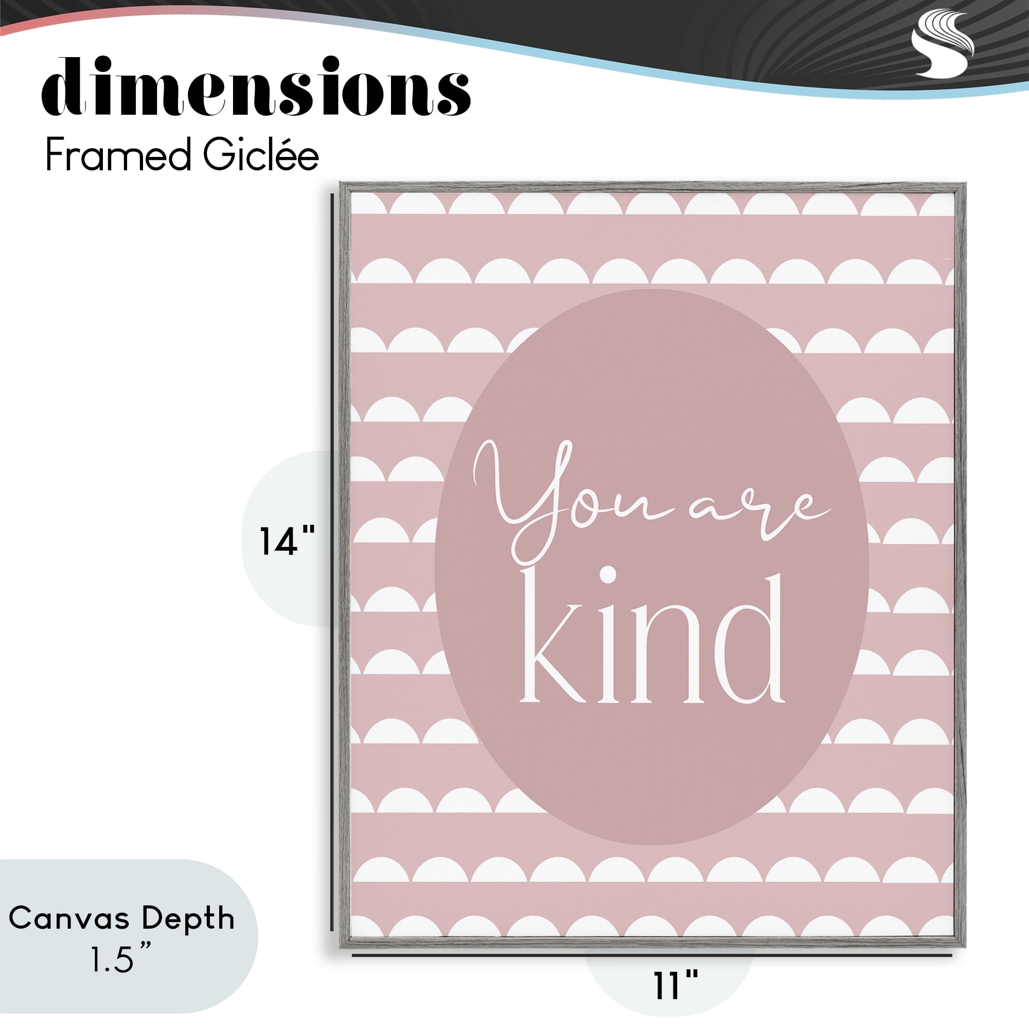 Stupell Industries You Are Kind Blush Pink Gray Framed Giclee Art, design by Christine Simpson Art