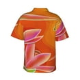 thumbnail image 3 of Balery Orange Flower Psychedelic Print Men's Hawaiian Shirts Short Sleeve Beach Shirt Relaxed Fit Vacation Button Down Shirts-XX-Large, 3 of 9