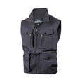 thumbnail image 4 of Men's Outdoor Multi-Pocket Cargo Vest Lightweight Sleeveless Jacket for Fishing Travel Photographer Work with Pockets Gray Size XXL, 4 of 4