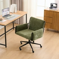 Kidol & Shellder Boucle Green Office Chair with Adjustable Height & Rolling Wheels - 300 lbs Weight Capacity with Armrests - Padded Desk Chair for Home Office, Bedroom, Makeup Vanity