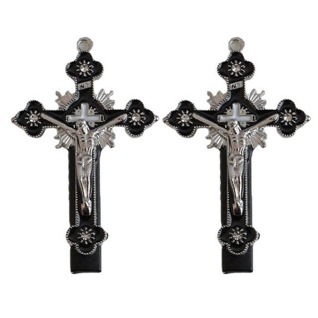 Y2K Alloy Cross Hairclip for Teens Girl Vintage Hair Clip Hair Barrettes for Side Bangs Lady Hair Styling Tool Headdress White