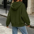 thumbnail image 6 of Qiopertar Hoodies for Women Zip Up Fleece Hoodie Long Sleeve Casual Oversized Sweatshirt Solid Color Drawstring Kangaroo Pocket Fall Winter Spring Tops Army Green L, 6 of 7