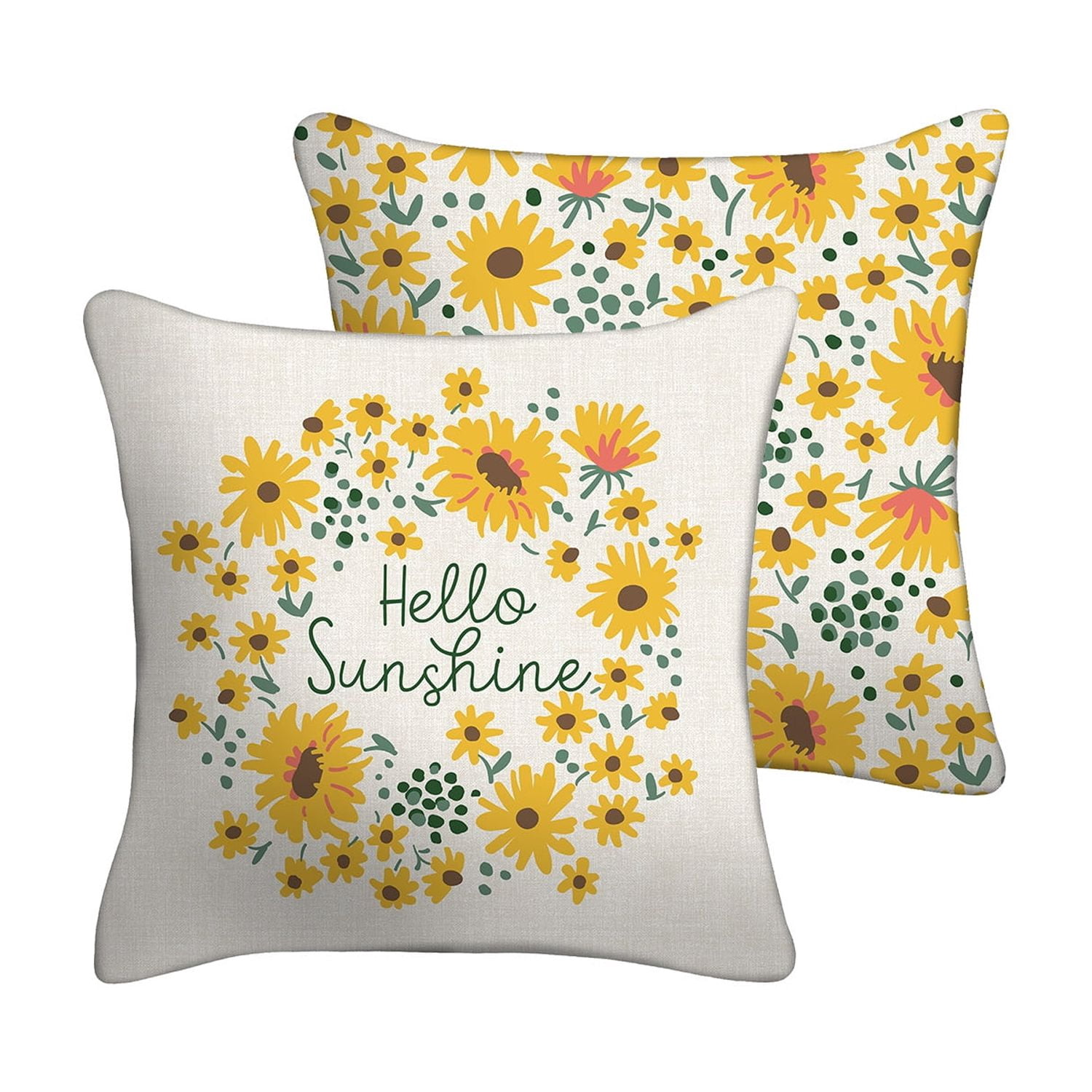 Mainstays 16" x 16" Hello Sunshine Decorative Outdoor Throw Pillow, Off-White/Yellow