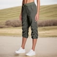 thumbnail image 5 of Women's Quick-Dry Capris Travel Pants Lightweight Striped Woven Hiking Workout Casual Pants with Pockets, 5 of 8