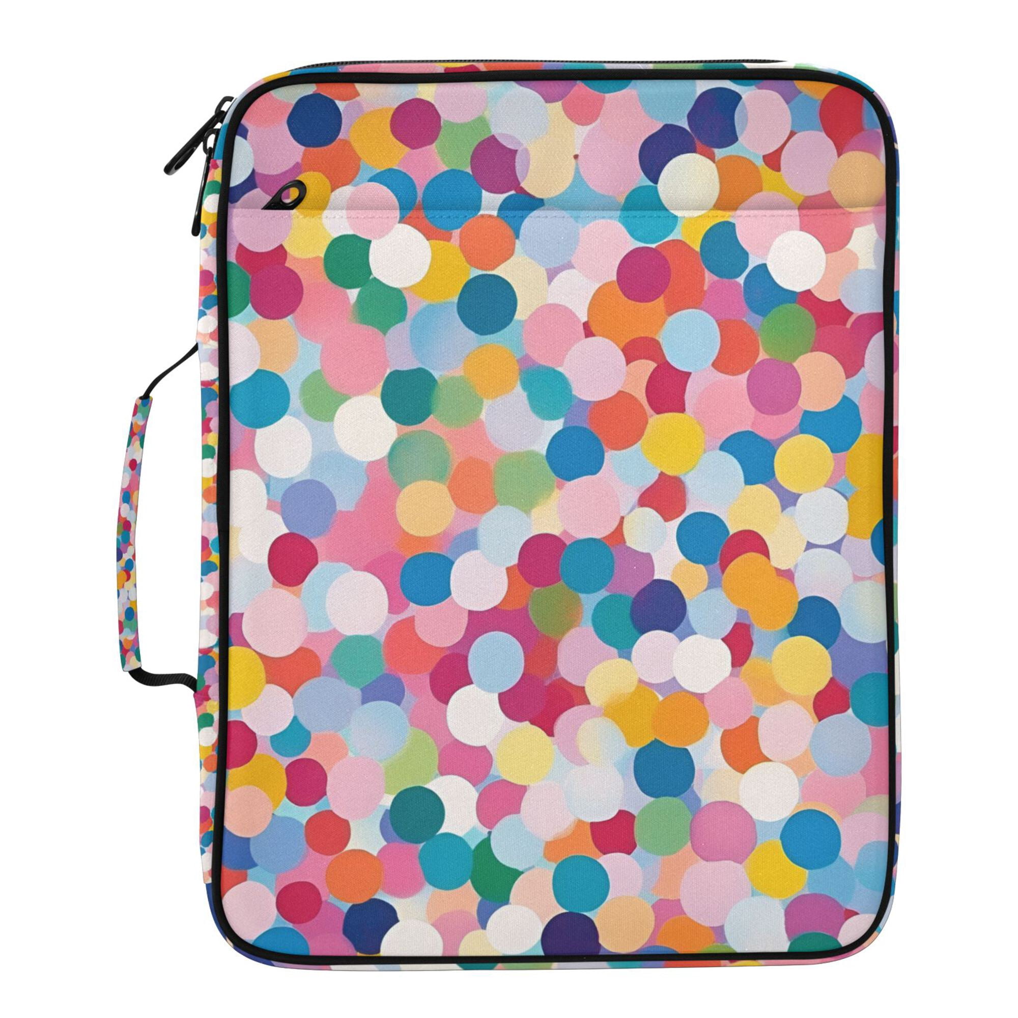 FORMRS Accordion File Folder A4 Size 7-Pocket Expanding Document Organizer Bag with 3 Ring Binder, Yellow Colorful Circles