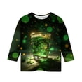 thumbnail image 4 of Tauxra Chandail de la Saint-Patrick pour Adultes, T-Shirt à Manches 3/4 Imprimé Col Rond, T-Shirt Graphique Trèfle Décontracté à Manches Longues pour Activités Festives, 4 of 6