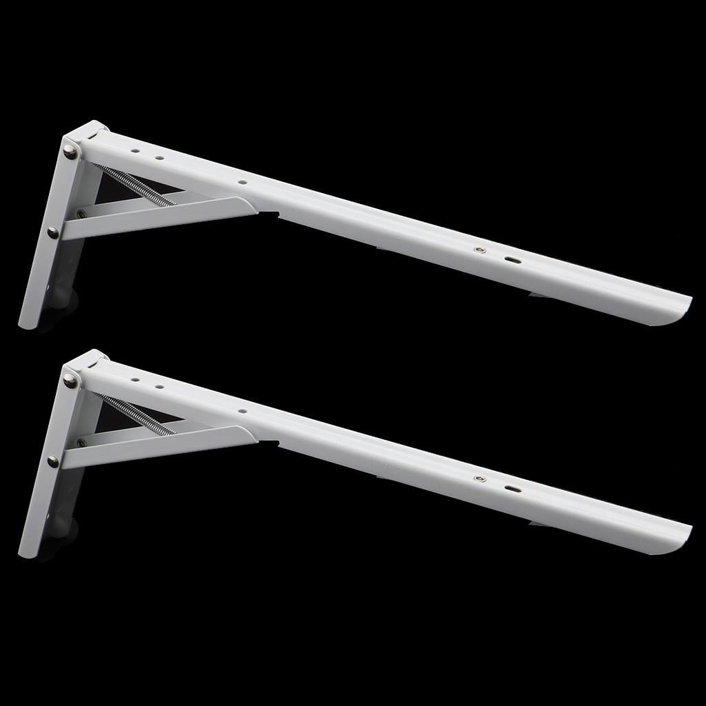 WLPZXP White Paint Foldable L Shape Wall Mount Shelf Bracket Hanging Holder Size 4