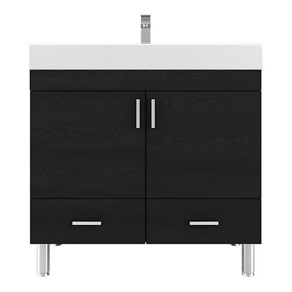 Alya Bath Ripley 36" Modern Wood 2-drawer Vanity with Acrylic Sink in Black