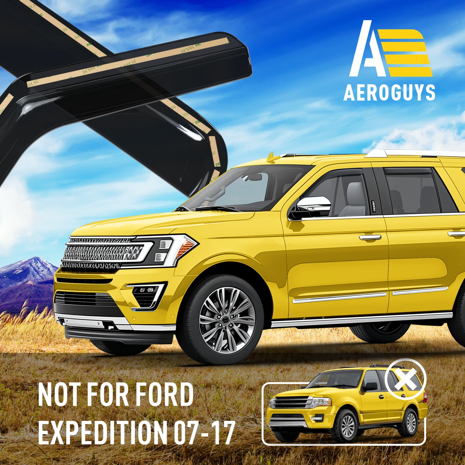 Extra Durable Window Deflectors In-Channel Window Visors Rain Guards Fit for Ford Expedition 2018-2024, Sun Visors, Wind Vent Visors, vent shades, Exterior Car Accessories - 4 pcs. AG0800