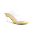 thumbnail image 1 of BLISSFUL STEP Sandales à Talons Aiguilles Transparentes pour Femmes à Bout Ouvert à Enfiler Jaune 10, 1 of 7