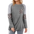 thumbnail image 4 of Nlife Women Stripes Leopard Crew Neck Long Sleeve Pocket Shirt, 4 of 7