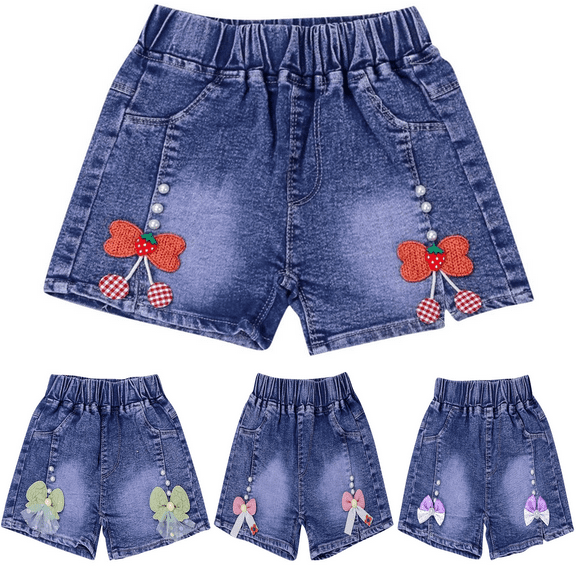 Isvgxsz New Denim Shorts Girls Little&Big Girls Summer Cute Denim Shorts Elastic Waistband Casual Jeans for Girls Girls Shorts Jeans
