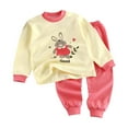 thumbnail image 3 of Cethrio Girls Cotton Pajama Sets, Graphic 2 PC Crewneck Long Sleeve Girls' Sleepwear Pink Size 3-4 T, 3 of 4