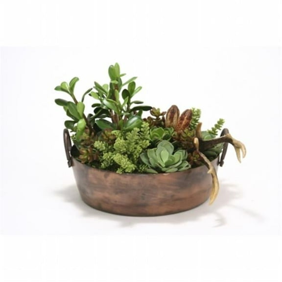 Succulent Mix in Round Copper Planter