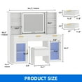 thumbnail image 2 of Dextrus 56" Makeup Vanity Desk with LED Mirror, RGB Glass Cabinets, Power Outlet, Shelves, Stool, White, 2 of 10