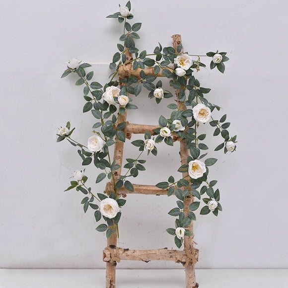 Artificial Rattan Rose Vine Wall Hanging - 6ft Faux Green Plant Decor for Indoor Home, Apartment, Staircase & Corner Decoration