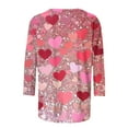 thumbnail image 5 of successthop Pink Womens Plus Size Tops 3/4 Sleeve Valentines Day Clothes Round Neck Polyester Casual Love Heart Printed Lover Gift Blouse Tops for Valentines Gifts 2XL, 5 of 5