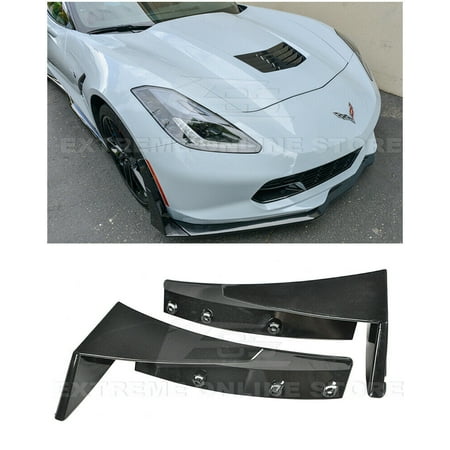 For 2014-2019 Chevrolet Corvette C7 | EOS Z06 Stage 3 Style ABS Plastic Painted Carbon Flash Metallic Front Bumper Lower Splitter Side Extension